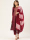 Wine Panelled Straight Cotton Kurta Suit Set