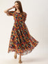 Women A-line Multicolour Flared Printed Dress