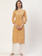 Women Embroidered Pure Cotton Straight Kurta (Orange)