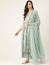 Green Rayon Printed Flared A-Line Kurta Suit Set