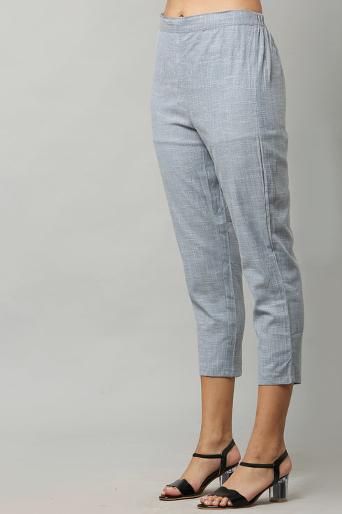 Blue Floral Pattern Kurta and Pant Set