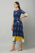 Blue Floral Pattern Kurta and Pant Set