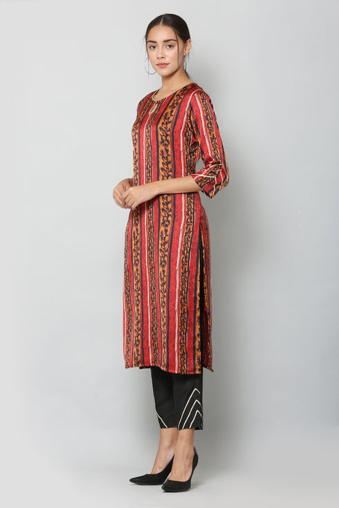 Women Kurta and Pant Set Satin Blend