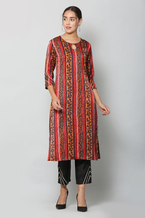 Women Kurta and Pant Set Satin Blend