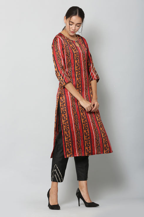 Women Kurta and Pant Set Satin Blend