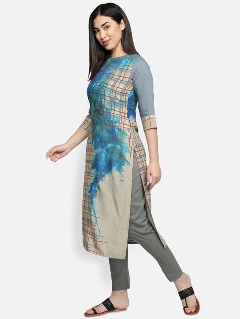 Women Rayon Printed Straight Kurta