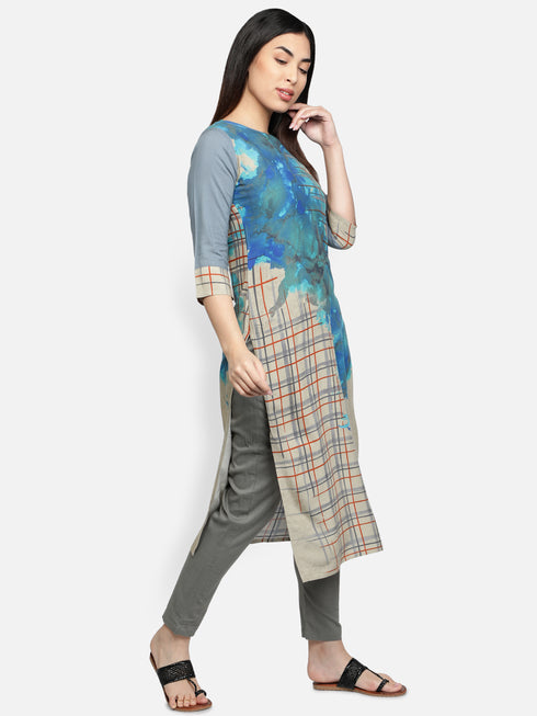 Women Rayon Printed Straight Kurta