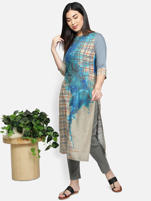 Women Rayon Printed Straight Kurta