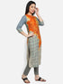 Orange Placement Rayon Straight Kurta