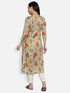 Yellow Floral Rayon Straight Kurta