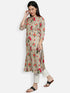 Red Floral Rayon Straight Kurta