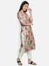 Red Floral Rayon Straight Kurta