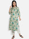 Green Floral Rayon Straight Kurta