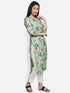 Green Floral Rayon Straight Kurta
