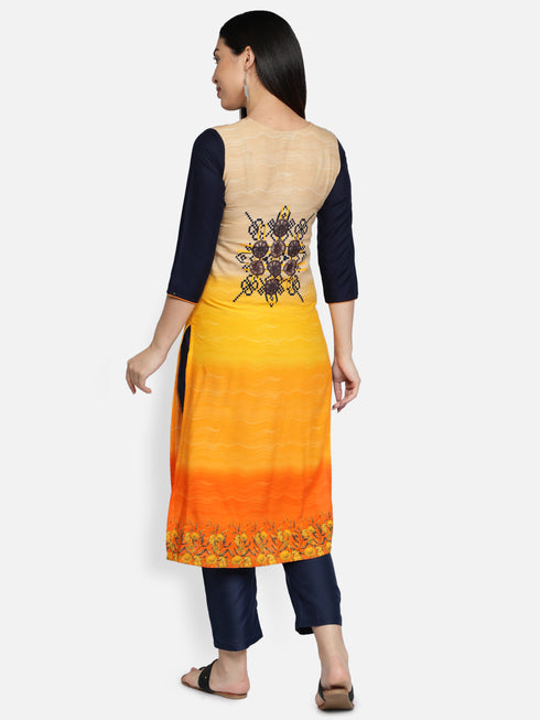 Women Orange Rayon Kurta