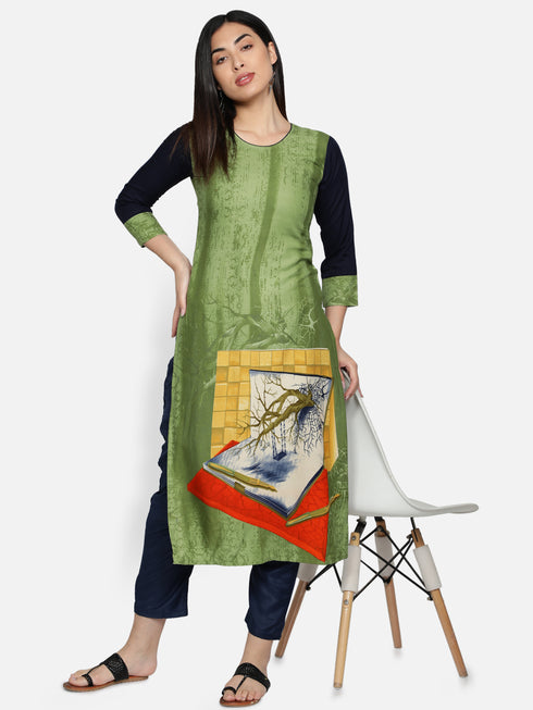 Women Green Casual Kurta