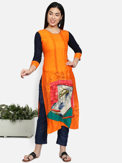 Women Orange Casual Kurta
