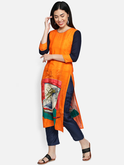 Women Orange Casual Kurta