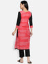 Red Polyester Straight Kurta