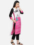 Pink Polyester Straight Kurta