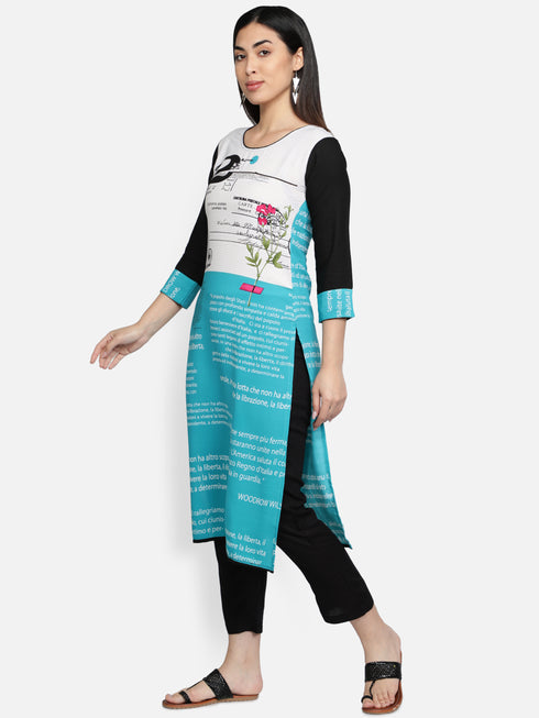 Light Green Polyester Straight Kurta