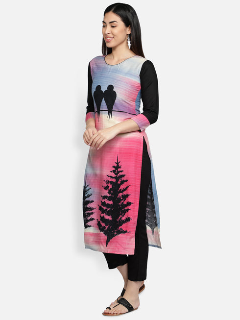 Rayon Multi Color Printed Casual Kurta