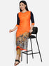 Women Orange Printed Rayon Kurta