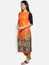 Women Orange Printed Rayon Kurta