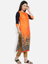 Women Orange Printed Rayon Kurta