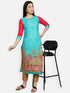 Women Blue Printed Rayon Kurta