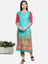 Women Blue Printed Rayon Kurta