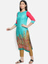 Women Blue Printed Rayon Kurta