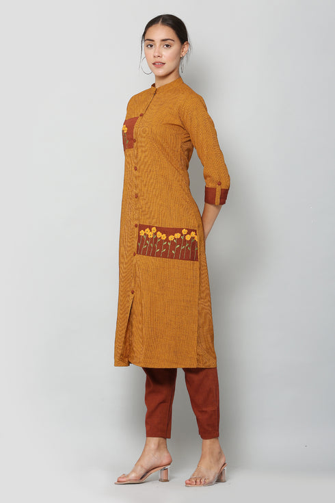 Embroidery Yellow Kurta and Pant Set