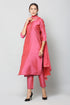Women Taffeta Kurta Set With Dupatta (Pink)