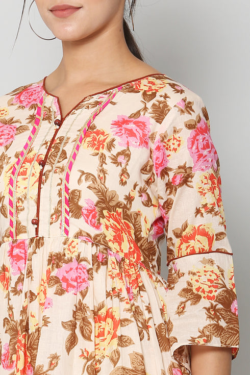 Women Kurta and Pant Set Cotton Blend