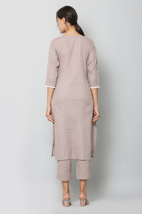 Women Grey Stripe Grey Kurta and Pant Set