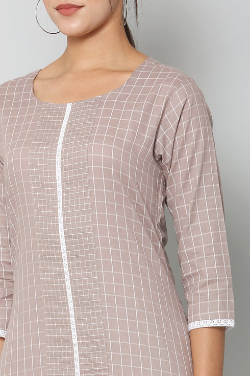 Women Grey Stripe Grey Kurta and Pant Set