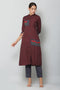 Embroidery Maroon Kurta and Pant Set