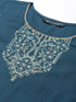 Peacock-Coloured Pure Chanderi Embroidered Kurta Suit Set