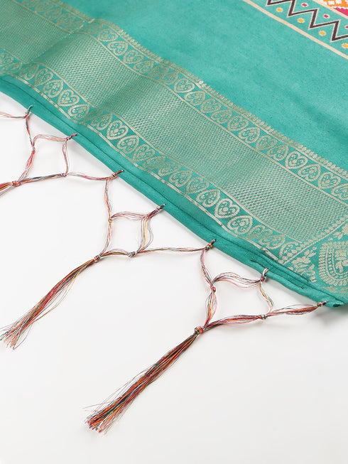 Jacquard Woven Orange Women Dupatta