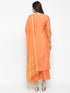 Orange Straight Chanderi Silk Kurta Suit Set