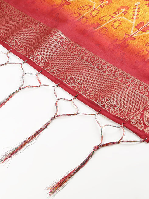 Jacquard Woven Mustard Women Dupatta