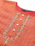 Rust Striped Work Chanderi Silk Kurta Suit Set