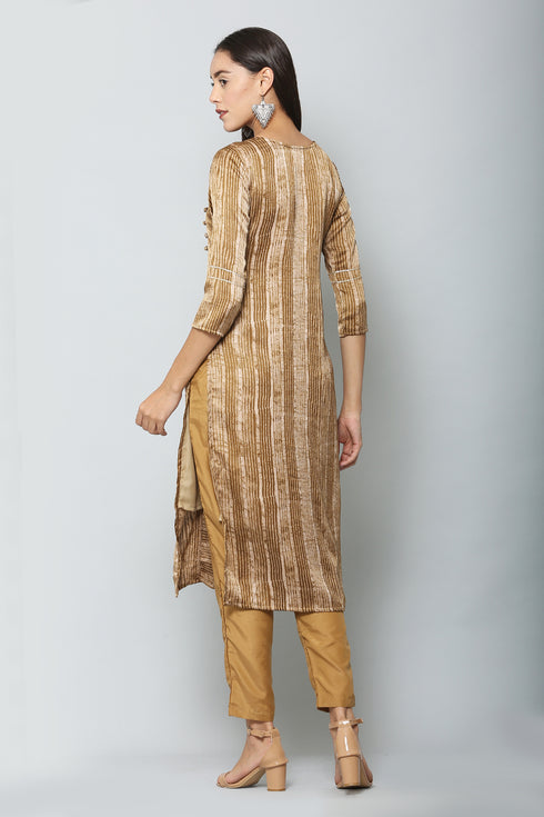 Women Kurta and Pant Set Polyester Blend