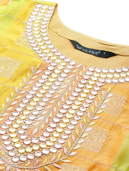 Multi-Coloured Chanderi Silk Kurta Set