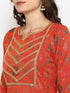 Orange Linen Ethnic Motifs Printed Regular Kurta Suit Set