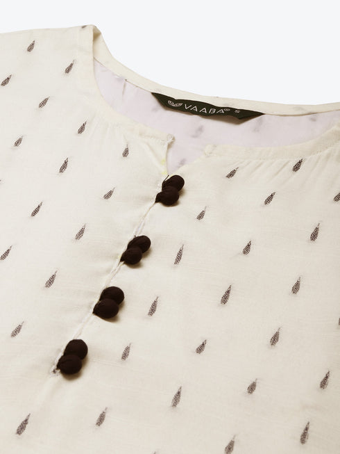 Women's Cotton Blend Self Design Straight Kurta Suit Set