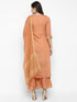 Peach Straight Chanderi Silk Kurta Suit Set