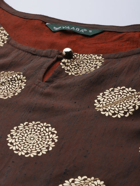 Women Rayon Satin Foil Printed Straight Kurta