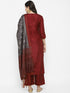Women Maroon Gotta Patti Kurta with Palazzos & With Dupatta